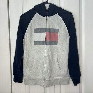 Tommy Hilfiger Gray and Navy Zip-Up Sweater boys L (16-18)